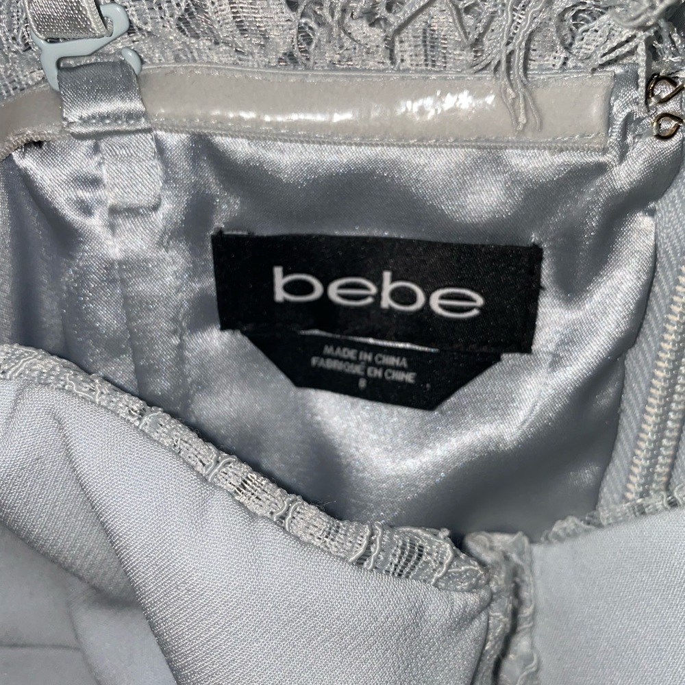 Bebe pewter (light grey/blue) midi lace bustier dress size small - Picture 4 of 5